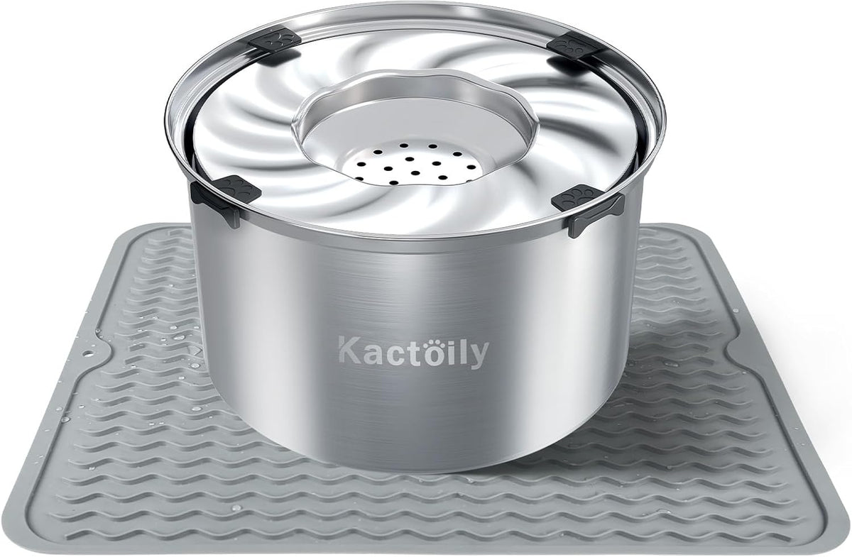 1.5 Gal Dog Water Bowl No Spill, 5.6L Stainless Steel Bowls and Non-Slip Dog Bowl Mats for Food and Water, Silicone Pet Feeding Mats for Floors Waterproof