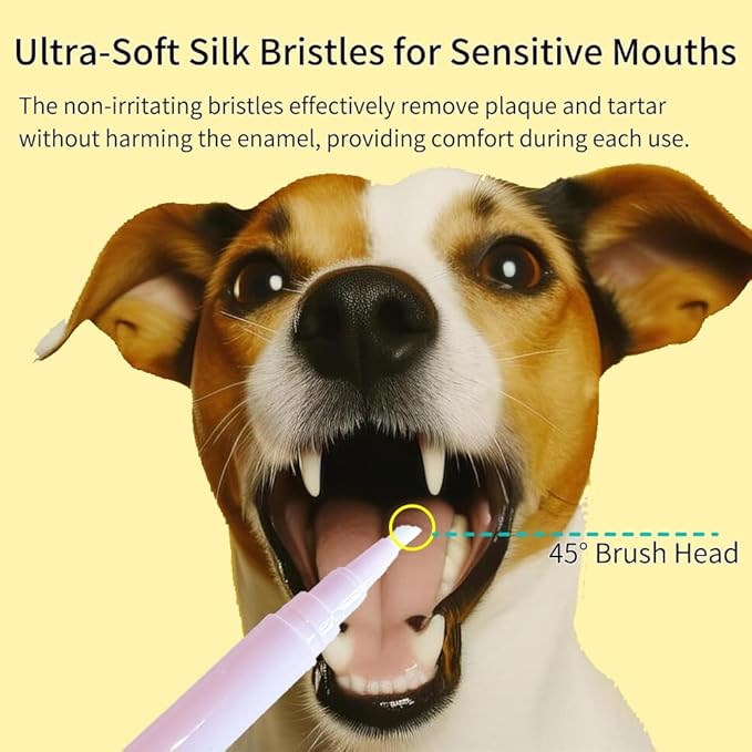 Pet Toothbrush Pen & Oral Repair Gel for Dogs & Cats – Teeth Cleaning Pen, Natural Plant Substance Tartar Remover for Repairing Pets' Teeth (2pcs)