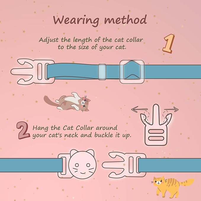 2 Pack Cotton Breakaway Cat Collar with Bell Dark Blue & Light Blue White Snowflake Pendant Cute Kitten Cat Collar Suitable for Girls and Boys
