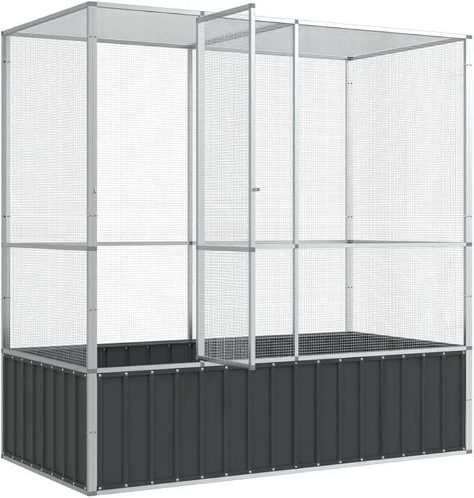 Large Bird Aviary, Outdoor Galvanized Steel Bird Cage, Galvanized Steel Outdoor Bird Aviary, Mesh Fence Bird House for Parrot, Parakeet, Dove, Cockatiel