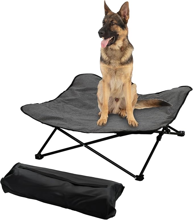 Elevated Dog Bed, Portable Raised Pet Cot for Outdoor and Indoor Folding Dog Cot Bed with Padded Filling Carrying Bag Included Pet Raised Travel Lounger for Camping Traveling (36x36x12inch)