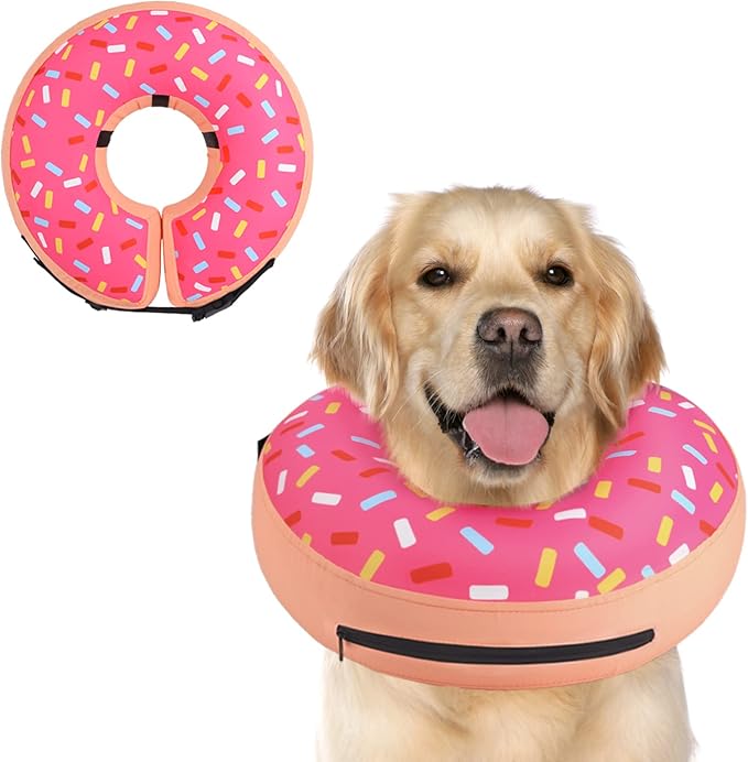 Supet Inflatable Dog Cone Collar Alternative After Surgery, Doggie Neck Donut Collar Recovery ECollar, Soft Dog Cone for Small Medium Large Dogs