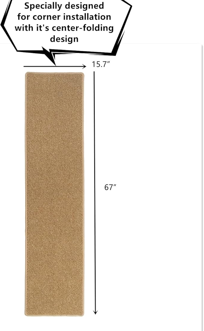 SHENGOCASE Thickened Cat Wall Corner Climbing Carpet, Cat Wall Furniture, Wall Corner Scratcher, Scratching Post (Camel)