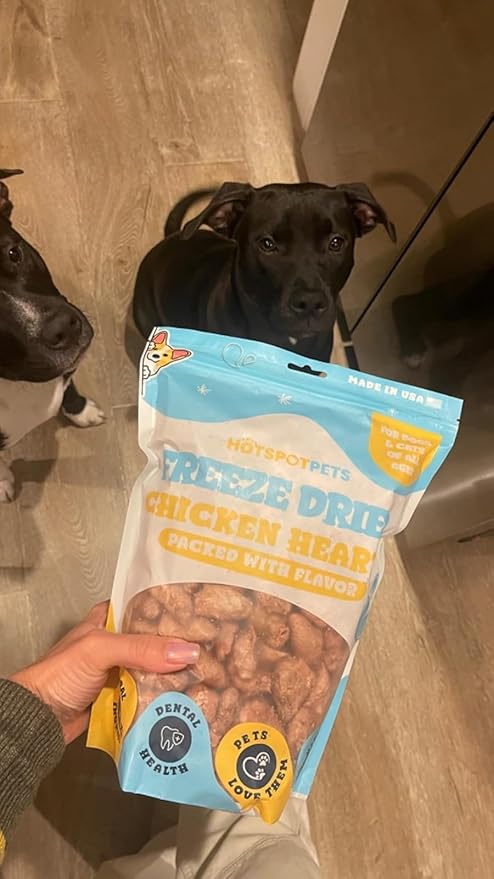 hotspot pets Freeze Dried Chicken Hearts for Cats & Dogs - 1LB Big Bag- Made in USA -Single Ingredient All Natural Grain-Free -Resealable Bag- Perfect for Training, Topper or Snack, Allergen-Free