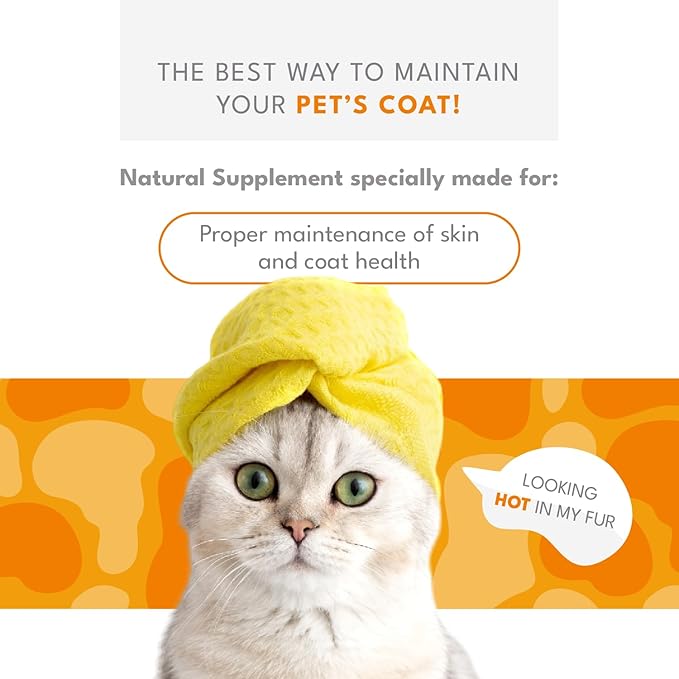 BIOFUR: Omega 3 Supplement for Cats & Dogs - Puppy Essentials & Dog Allergy Relief - Vitamins, Minerals for Feline & Canine Skin, Coat Health, Nutrition, Well-Being, Orange