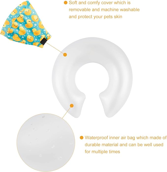 CuteBone Inflatable Dog Neck Donut with Removable Soft Fleece Covers for Small/Medium/Large Dogs and Cats After Surgery GWB04XL