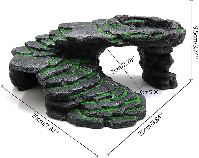 Turtle Basking Platform Turtle Tank Decoration for Aquariums & Terrarium, Turtle, Lizard, Reptile Habitat Hideout (Black)