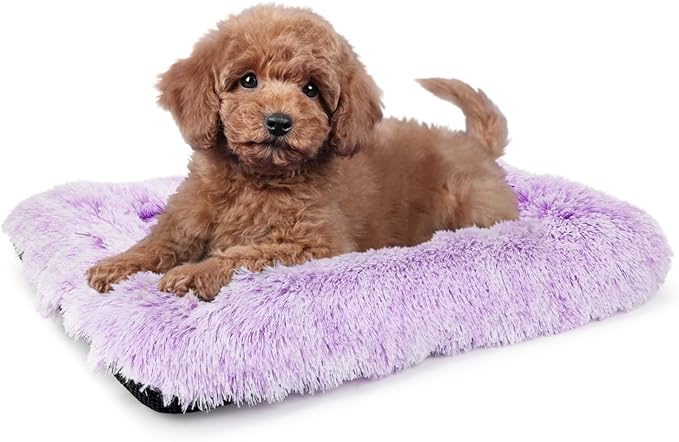 nononfish Dog Crate Bed for Small Dogs Washable Orthopedic Flat for Inside Crate Cages Kennel House Sofa Plush Comfy Sleeping Gradient Purple 24 in