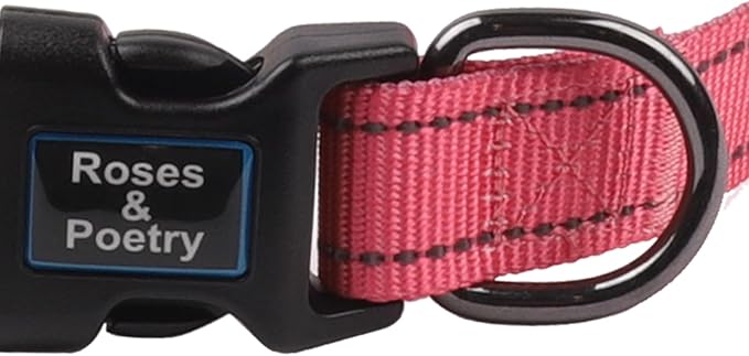 Roses&Poetry Large Reflective Female Collar with Pink Gradient Color, Adjustable Durable Dog Collar for Small Medium Large Dogs