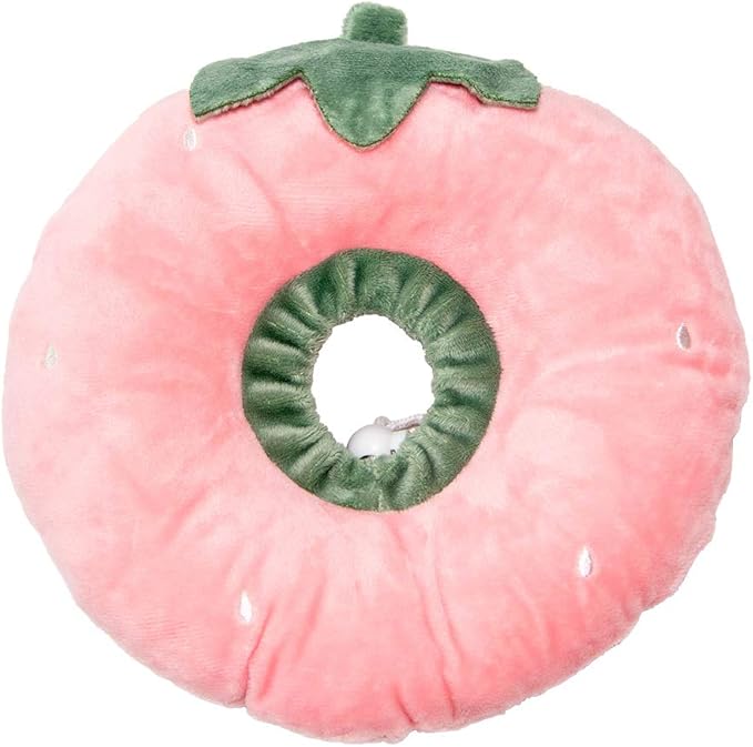 Adjustable Cat Recovery Collar Soft,Cute Pet E-Collar Neck Cone After Surgery Wound Healing Protective Cone Fit for Kitties, Small Dogs(ELC05-strawberry-l)