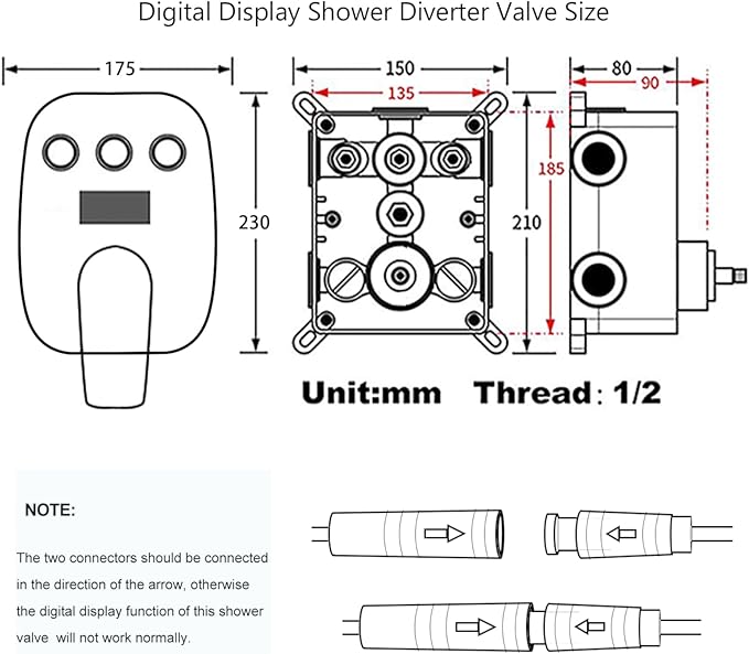 Matte Black Shower System Set Temperature Display Push Button Shower Faucet with 12 inch and 8 inch Wall Mount Full Body Shower Head and Handheld Shower