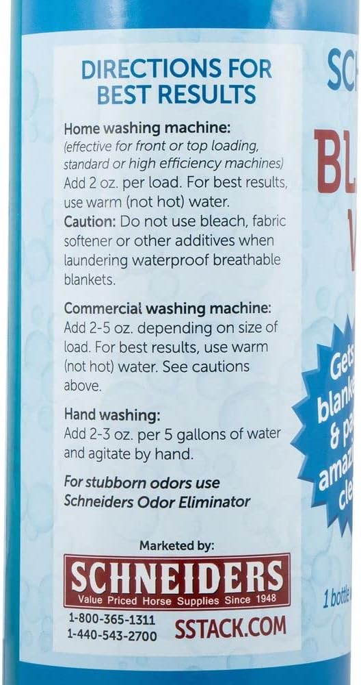 Schneiders Horse Blanket Wash | Transformative Equine Care | Wash in Waterproofing | Horse Blanket Wash Revives & Protects | Eco-Friendly Formula | Size 32 oz