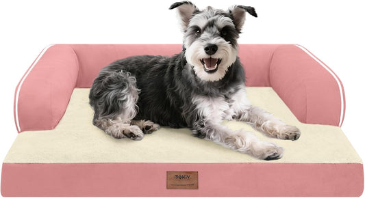 Small Dog Bed Waterproof Orthopedic Dog Beds for Medium Sized Dogs Comfy Pet Cat Bed with Sides, Washable Removable Cover