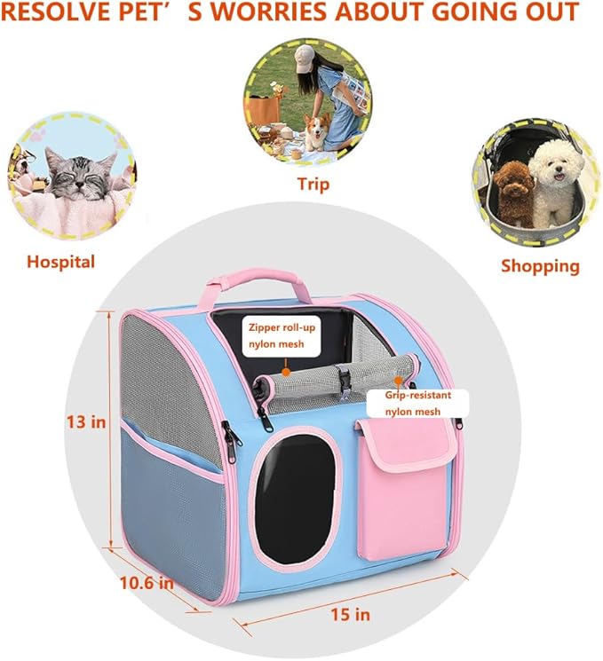 Cat Dog Carrier Backpacks,Pet Backpack Carrier, Bubble Backpack Pet Carriers with Breathable Mesh for Cats Small Dogs Puppies Animals for Travel, Hiking, Camping or Outdoor Use (Blue)