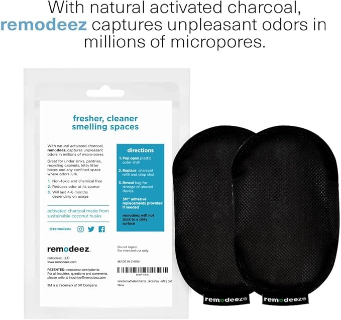 Refills for remodeez Litter Deodorizers and Odor Eliminator, Activated Charcoal, Natural Air Fresheners.