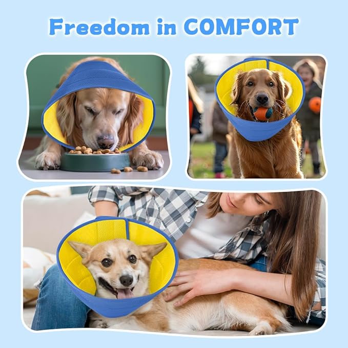 Dog Cone Soft Recovery Collars & Cones After Surgery for Medium Large Dogs, Comfy Ecollars to Stop Licking, Adjustable, Dog Ecollars for Recovery Fabric: Soft Comfort, Ecollars of Shame Alternatives