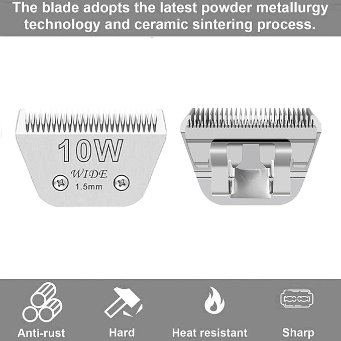Wide Blades for Dog Grooming Blades Compatible with Andis Dog Clippers,10W Dog Clipper Blades Compatible with Oster A5,Wahl km10 Dog Clippers for Horse Dog Cat Animals,Stainless-Steel Blade Sharp