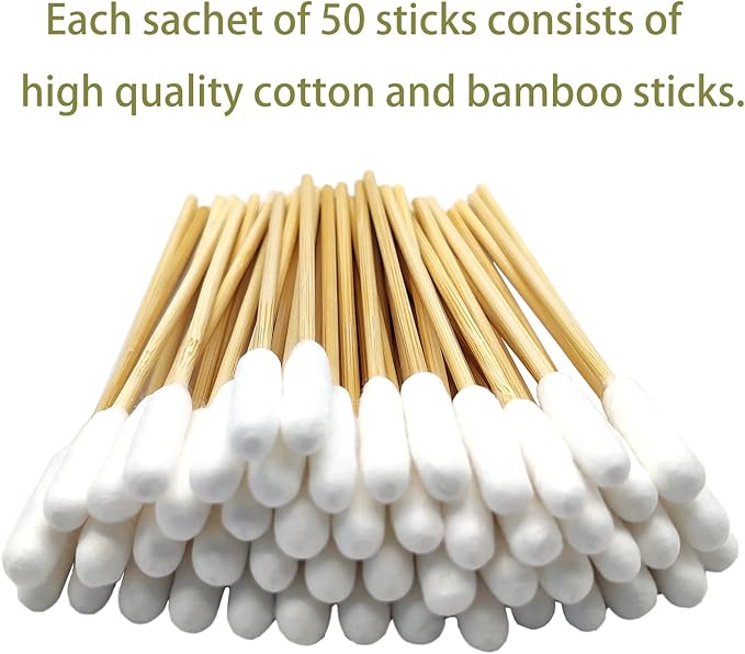 Long Cotton Swabs for Dog Ear Cleaning, 800pcs, 4.7 Inch Biodegradable Cotton Tips, Eco-Friendly Bamboo Cotton, Pet Ear Care & Wound Treatment, 16 Resealable Bags