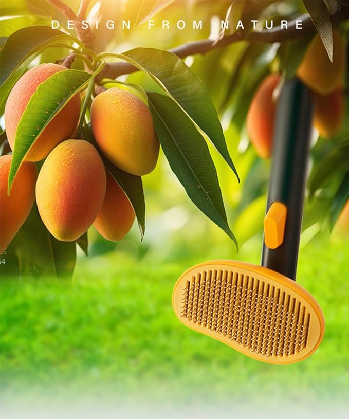 Self-Cleaning Dog & Cat Slicker Brush, Skin Friendly Deshedding Grooming Tool for Long or Short Haired Dogs Cats Rabbits, Dog Shedding Brush with Release Button - Mango