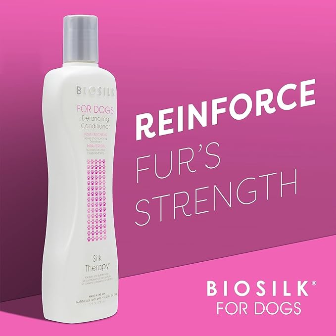 BioSilk for Dogs Silk Therapy Dog Detangling Conditioner, Dog Coat Conditioner to Help Smooth Knots and Tangles and Support Soft Manageable Coats During Routine Grooming, 12 Fl Oz - 2 Pack