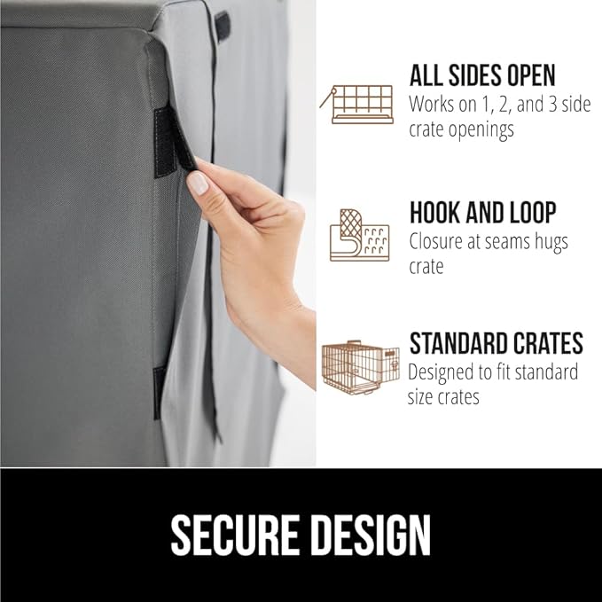 GORILLA GRIP Dog Crate Covers Compatible with Amazon Basics Dog Crates, All Sides Open, Privacy Cover Fits 48" Wire Kennel, Breathable Mesh Windows, Light Reducing Puppy Training Cage Topper, Gray