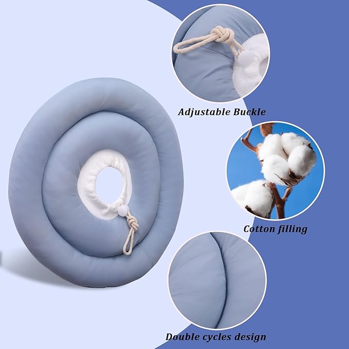IDOMIK Dog Recovery Collar, Waterproof Soft Dog Cone After Surgery, Comfy Protective Elizabethan Collar Alternative for Dogs Cats, Adjustable Pet Neck Donut Cone Anti-Licking Biting Wounds,Blue,M