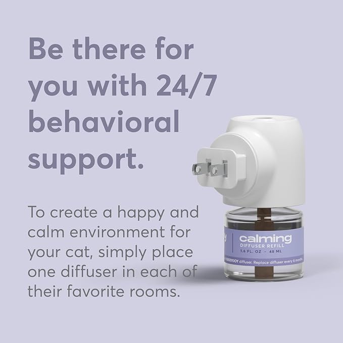 Cat Calming Diffuser Refills – Long-Lasting 30-Day Formula with Pheromones for Stress Relief, Relaxation, and Anxiety Reduction in Cats Easy to Use – (2 Diffusers + 2 Refills)