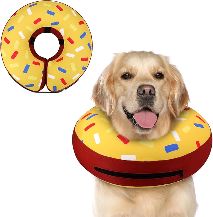 Supet Inflatable Dog Cone Alternative, Neck Donut Collar Recovery E Collar for Neuter, Soft Cone for Small Medium Large Dogs 0520