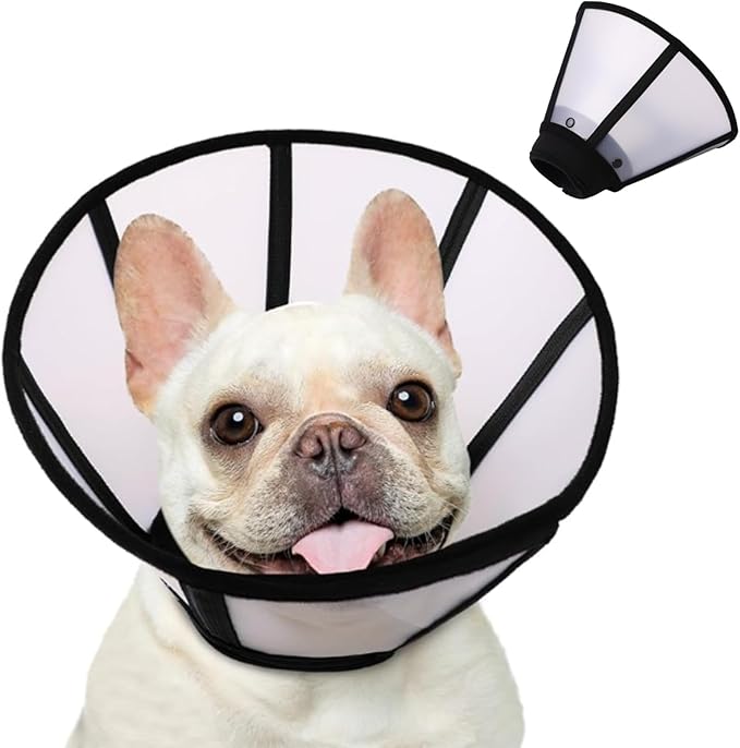 KOESON Dog Cone, Soft Cones for Small Dogs to Stop Licking, Adjustable Doggie Recovery Collar, Lightweight Comfy Dog Cone Collar After Surgery for Wound Healing,Spay, Neuter, Black S