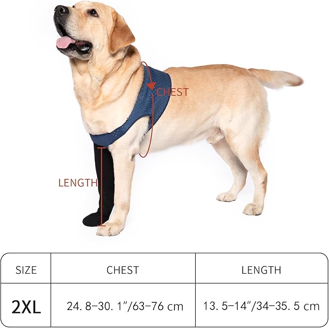 COODEO Dog Socks to Prevent Licking Paws, Healing Boots & Paw Protectors with Non-Slip Bottoms for Wound Protection, Waterproof Sleeve Shoes for Licking（Grey，2XL_Right