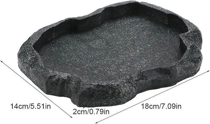 Ejoyous Reptile Water Dish, ABS Reptile Rock Reptiles Feeding Food Bowl Water Dish, Reptile Terrarium Decor Accessories for Tortoise Lizard Turtle Frog Leopard Gecko (M)