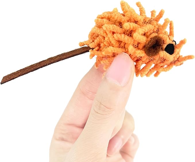 CHIWAVA 27PCS 2" Striped Shaggy Cat Toy Mice with Rattle Assorted Small Mouse Interactive Play for Indoor Cats Mix Color