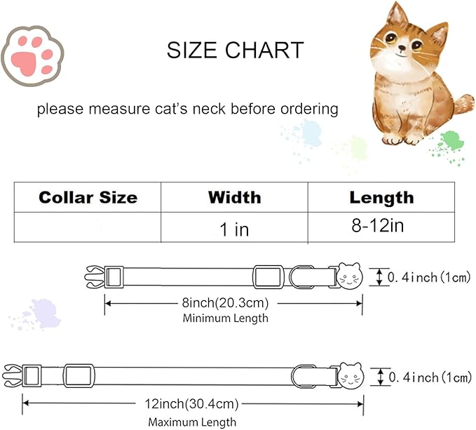 Cat Collar-2 Pack Cute Cat Collars Peach & Lemon Print Breakaway with Kitten and Bell Pendant Safety Buckle Pet Collar Soft Cotton Collar for Cats and Small Pets Gift