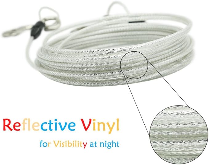Petest 30ft Reflective Tie-Out Cable for Heavy Dogs Up to 125 Pounds