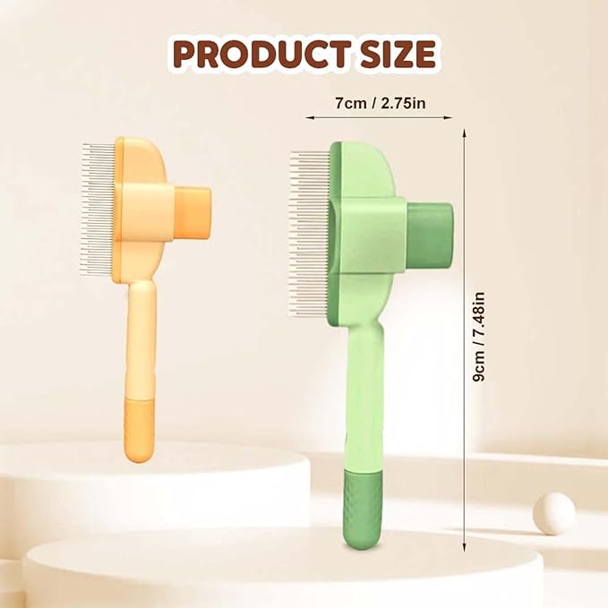 Zen Brush for Cats, Zenbrush Cat Comb, Self Cleaning Pet Comb Grooming Brush, Catdogcomb Pet Grooming for Massaging and Cleaning Shedding Hair (2Yellow)