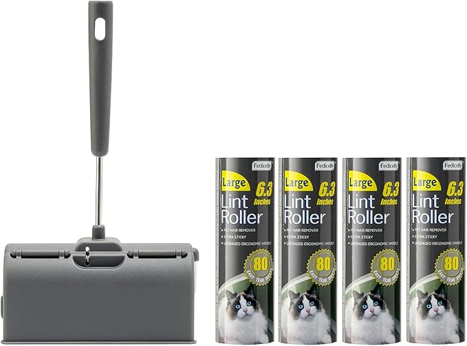 Fedicelly Lint Rollers Pet Hair Extra Sticky Furniture,Cat Dog Hair Remover Laundry Clothes Carpet, 6.3 inches Wider with 320 Sheets Large Lint Remover Brush for Couch