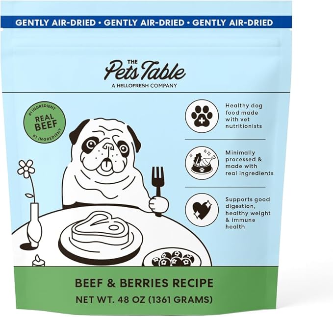 The Pets Table Beef & Berries Grain-Free Air Dried Dog Food, 3lbs / 48 oz Bag