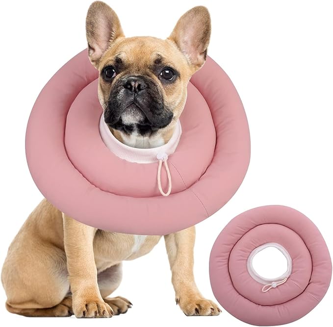 IDOMIK Dog Recovery Collar, Waterproof Soft Dog Cone After Surgery, Comfy Protective Elizabethan Collar Alternative for Dogs Cats, Adjustable Pet Neck Donut Cone Anti-Licking Biting Wounds,Pink,2XL