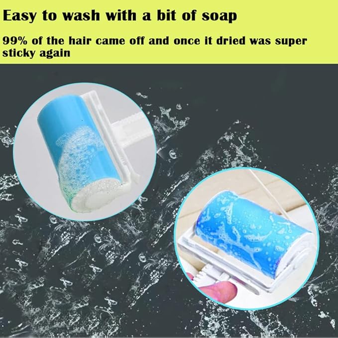 Washable Reusable Lint Roller 3 Pack, Portable Travel Sticky Dog Cat Hair Remover Cleaner with Cover Include Medium and Mini Size for Clothes, Pet Hairs, Carseats