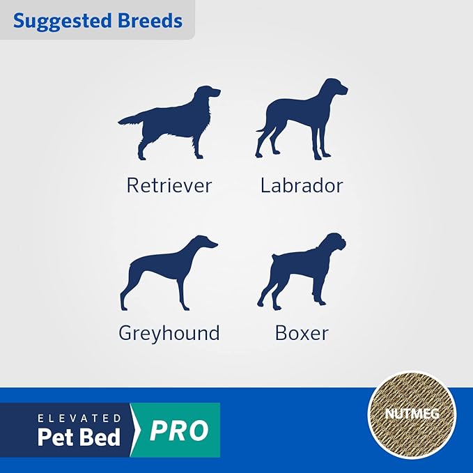 Coolaroo Pro Elevated Dog Bed - Low-Profile Access, Moisture-Resistant Cover, Breathable Fabric & Tool-Free Setup, Nutmeg, Standard