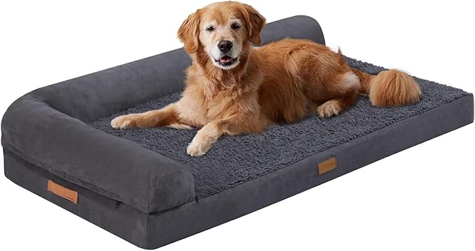 Dog Beds for Large Sized Dog, Washable Large Dog Bed Couch with Waterproof and Removable Cover, Orthopedic Dog Crate Bed Sofa with Nonskid Bottom, Pet Bed for Dogs Up to 95lbs, 44" L x 32" W x 7" Th