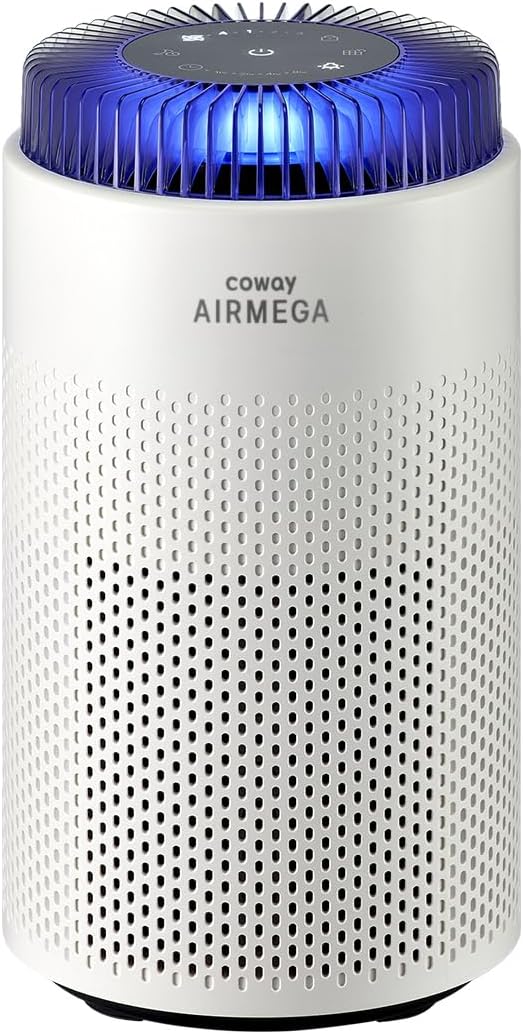 COWAY Air Purifiers for Bedroom Home up to 450 ft², Particulate Filter for Smoke, Allergies, Pet Dander, AQI Monitor, Auto&Sleep Mode, Timer, Filter Indicator, Night Light, 3yr Warranty, 50 White