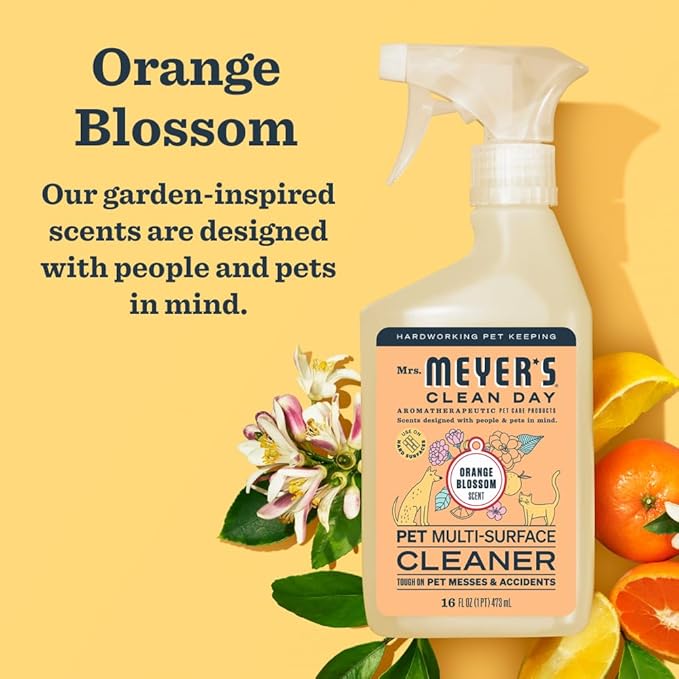 Mrs. MEYER'S CLEAN DAY Pet Multi-Surface Cleaner, Orange Blossom Scent, 16oz