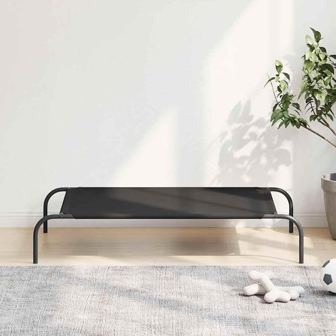 Elevated Dog Bed, Medium Size Raised Pet Cot with Breathable Oxford Fabric and Heavy Duty Powder-Coated Steel Frame for Indoor Outdoor Use, Black