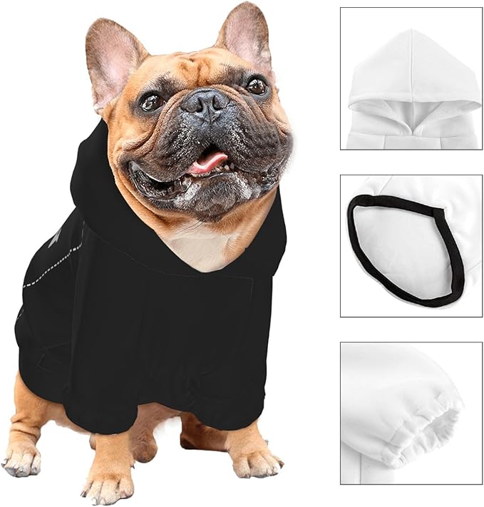 Dog Clothes, Custom Dog Hooded Sweatshirt, Personalized Pet Costume Robe Shirt with Text/Image/Club Name/Pet Shop Logo for Small Medium Large Dogs and Cats, Black, XXS