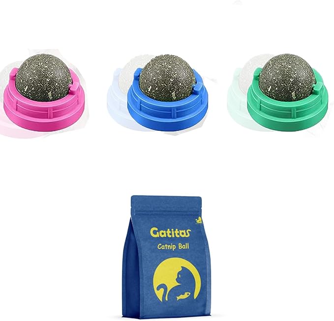 GATITOS Catnip Balls 1 Pcs, Catnip Ball for Cats Wall, Safe Healthy Kitten Chew Toys, Teeth Cleaning Dental Wall Treats, Edible Cats Lick Kitten Chew