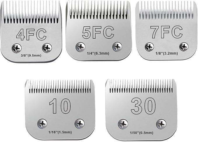5Pack Dog Grooming Blades Compatible with Andis Dog Clippers,Dog Clipper Blades Compatible with Oster A5,Wahl km10 Dog Clippers for Animal Dog Cat Horse,Stainless-Steel Blade Sharp