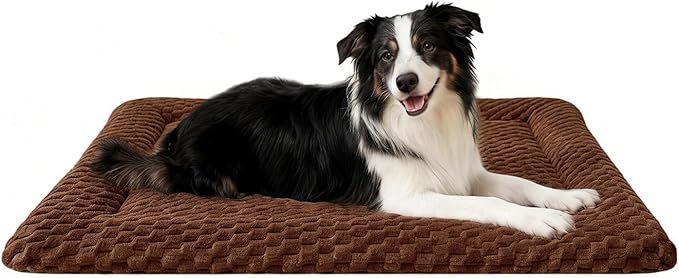Dog Bed Mat, Dual-Sided Dog Crate Bed Mat - Ultra Soft & Machine Washable Kennel Pad for Large Dogs, All-Season Comfort Pet Bed for Crates, Travel, and Home, Brown, 35 x 23 Inch