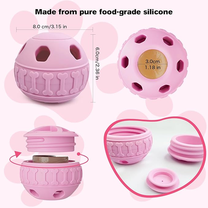 Interactive Dog Licking Toy - Freezable Fillable, Slow Feeding Puzzle Ball, Relieves Boredom and Stimulates Intelligence - This Interactive Dog Toy is Suitable for Small and Medium Breed