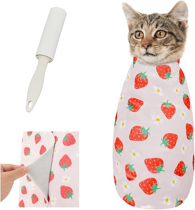 Supet Cat Wrap for Cutting Nails, 2025 Self-Adherent Cat Grooming Wrap, Anti-Escape Calming Cat Swaddle Wrap for Medicine, Nail Clipping, Teeth Brushing, Ear Cleaning